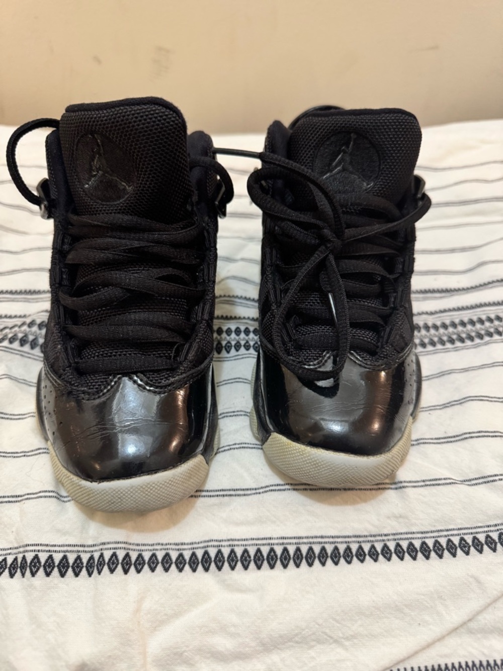 Jordan Kids' Black Patent Leather High-Top Sneakers